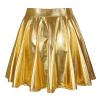 Womens High Waisted Shiny Skirt Pleated Skirt Short Halloween Skater Skirt Flowy Mini Skirts Gold X-Large view 3