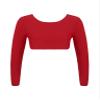 Hansber Kids Girls Long Sleeve Dance Crop Top Sweatshirts Cross Waist Ballet Gymnastic Sport Tops Athletic T-Shirts Red 14 view 1