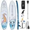 Goplus Inflatable Stand up Paddle Board, 6" Thick SUP with Premium Accessories, Adjustable Aluminum Paddle, Leash, Carry Bag, Hand Pump, Removable Fin (Navy+White, 10.5 FT) view 1