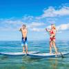 Goplus Inflatable Stand up Paddle Board, 6" Thick SUP with Premium Accessories, Adjustable Aluminum Paddle, Leash, Carry Bag, Hand Pump, Removable Fin (Navy+White, 10.5 FT) view 2