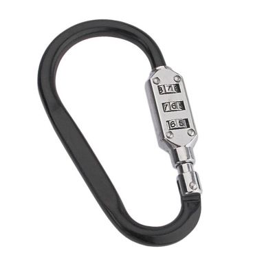 FHYTGBS 1PC 3 Digit D-Shaped Password Lock Password Lock Security Pull Box Luggage Lock Aluminum D-Type Mountaineering Buckle for Outdoor Supplies (Color : Black)