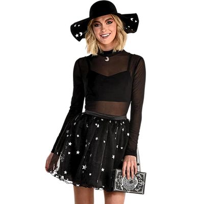 Black & White Sultry Spellcaster Costume Set - Small (2-4) - Includes Dress & Hat, Perfect for Bewitching Halloween Themed Parties