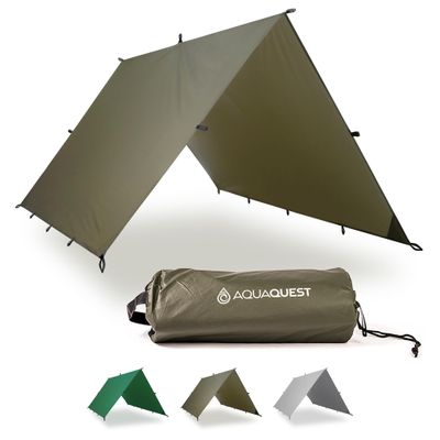 AquaQuest Guide Tarp  Ultralight Waterproof (5,000 mm) SeamTaped 40D Ripstop Rain Fly for Backpacking, Stealth Camping & ThruHiking  2013 Olive Drab