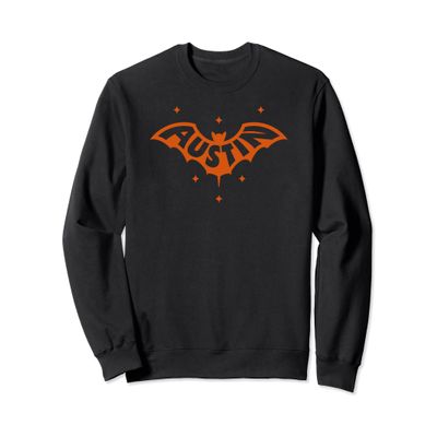 AUSTIN BAT - Austin TX Bat Logo With Stars Design In Orange Sweatshirt