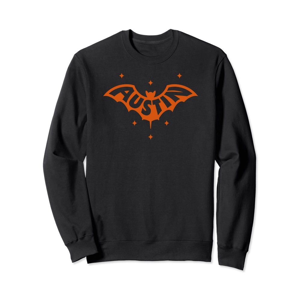 AUSTIN BAT - Austin TX Bat Logo With Stars Design In Orange Sweatshirt