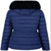 BodiLove Women's Fur Hooded Utility Jacket With Zipper and Flannel Lining Navy L view 2