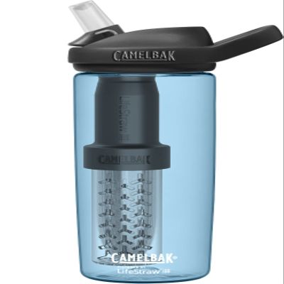 CamelBak Eddy+ Bite Valve Tritan Renew Water Bottle with Water Filter by LifeStraw True Blue, 20oz