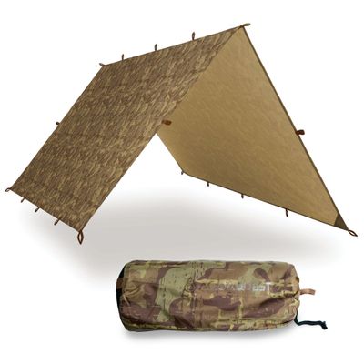 AquaQuest Safari Tarp  Lightweight Waterproof (5,000 mm) Seam-Taped Ripstop Rain Fly for Backpacking, Thru-Hiking & Hammock Camping  15x15 True Terrain Camo