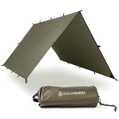 AquaQuest Defender Tarp  HeavyDuty Waterproof (20,000 mm) SeamTaped Rain Fly for Camping, Bushcraft & Survival  2013 Olive Drab