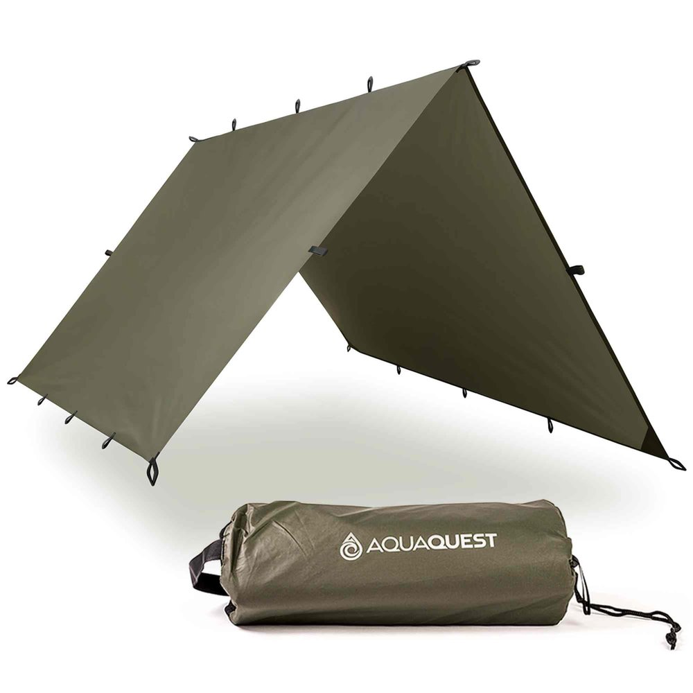 AquaQuest Defender Tarp  HeavyDuty Waterproof (20,000 mm) SeamTaped Rain Fly for Camping, Bushcraft & Survival  2013 Olive Drab