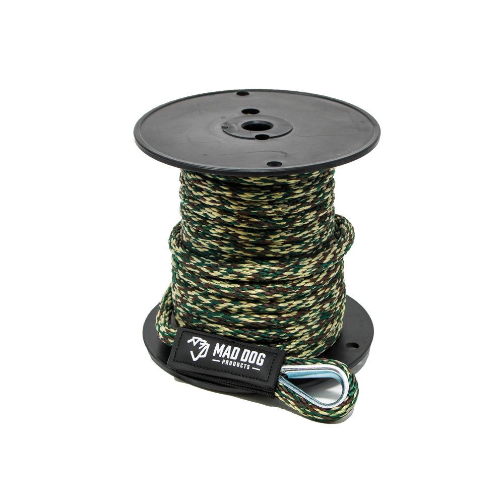 1/4" x 450' Camo Solid Braid Nylon Anchor Line w/Thimble - Made in USA