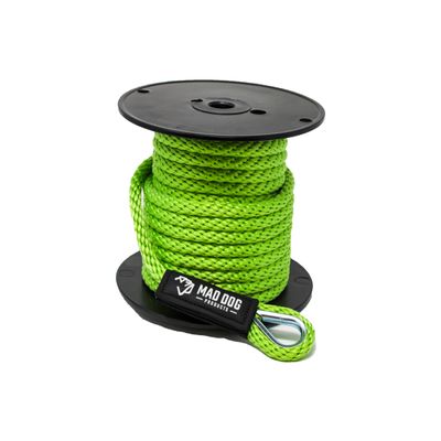 1/4" x 150' Lime Solid Braid Nylon Anchor Line w/Thimble - Made in USA