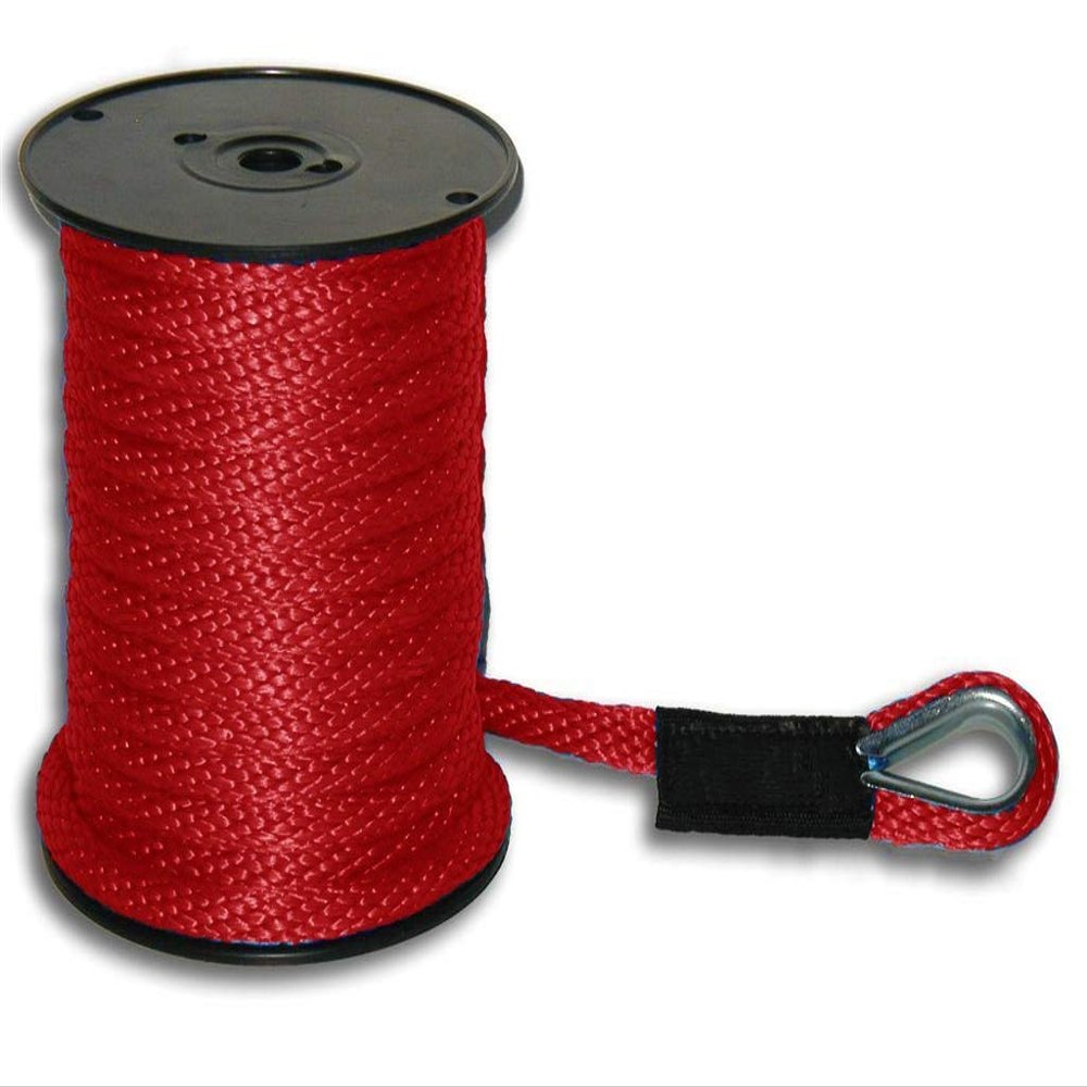 1/2" x 25' Red Double Braid Nylon Anchor Line w/Thimble - Made in USA