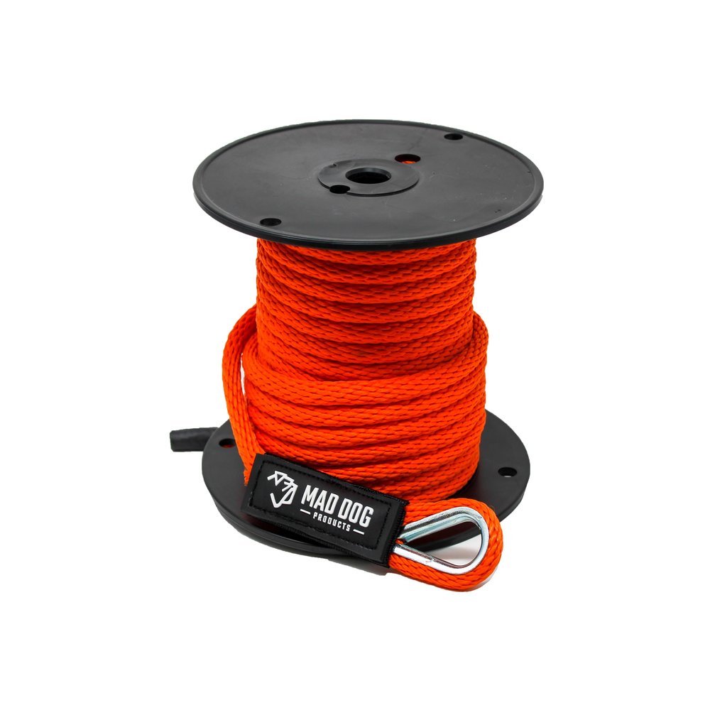 3/8" x 300' Orange Solid Braid Nylon Anchor Line w/Thimble - Made in USA
