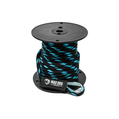 1/4" x 250' Sky Blue/Black Solid Braid Nylon Anchor Line w/Thimble - Made in USA