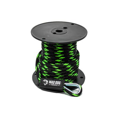 1/2" x 450' Black/Lime Solid Braid Nylon Anchor Line w/Thimble - Made in USA