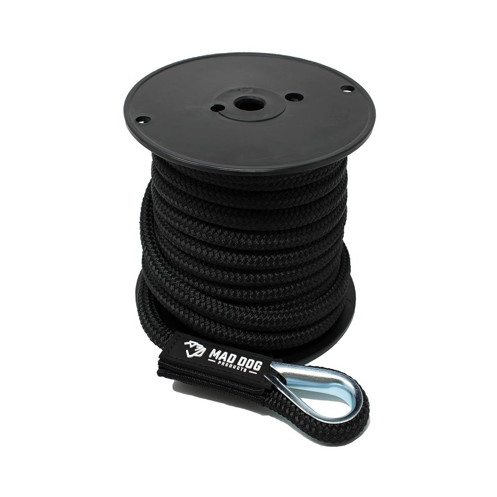 5/8" x 400' Black Double Braid Nylon Anchor Line w/Thimble - Made in USA