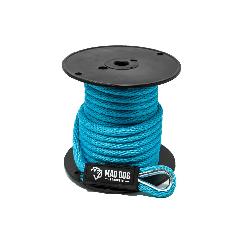 1/4" x 250' Aqua Solid Braid Nylon Anchor Line w/Thimble - Made in USA