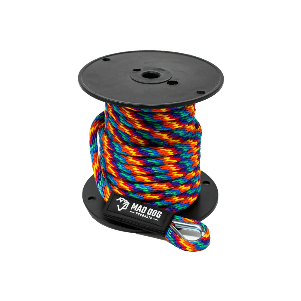 3/8" x 200' Rainbow Solid Braid Nylon Anchor Line w/Thimble - Made in USA