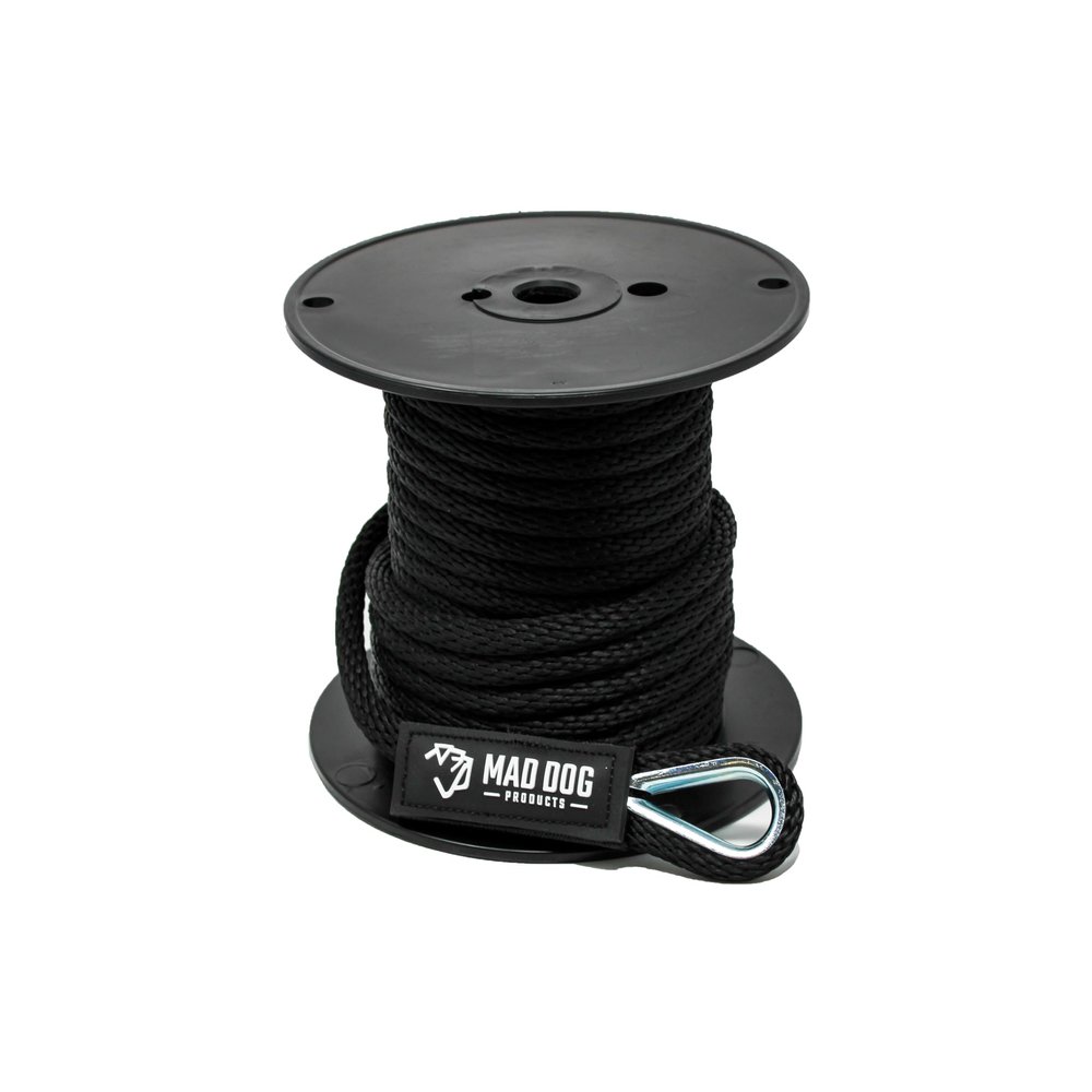 5/8" x 400' Black Solid Braid Nylon Anchor Line w/Thimble - Made in USA