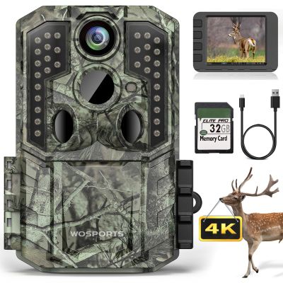 WOSPORTS Trail Camera,48MP 4K 0.2S Trigger Motion Activated,Game Camera with Night Vision IP66 Waterproof 2.0''LCD 120Wide Trail Cam Lens for Outdoor Scouting Wildlife Monitoring Home Security