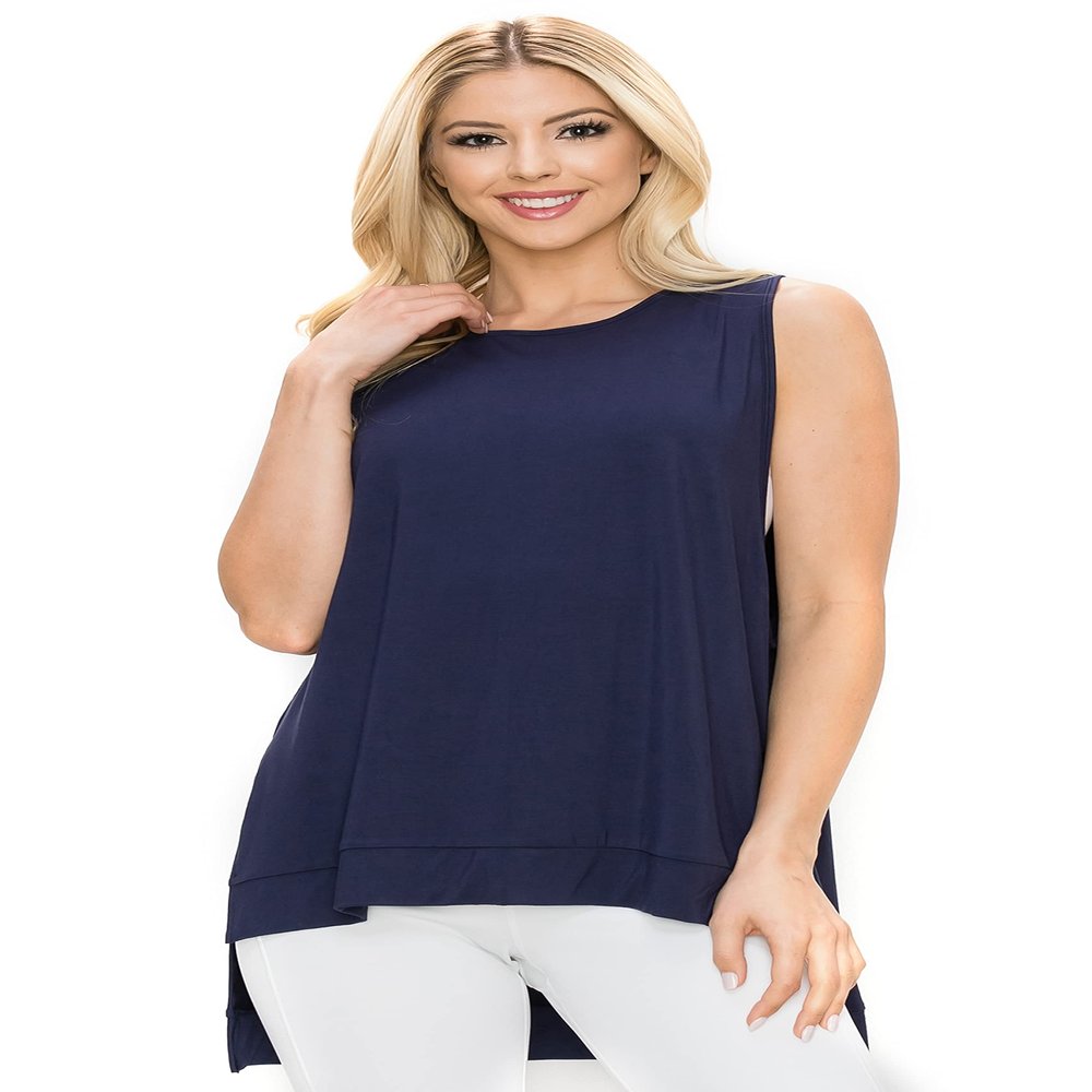 YELETE Women's Sleeveless Lightweight Post Workout Pullover Top Navy Large