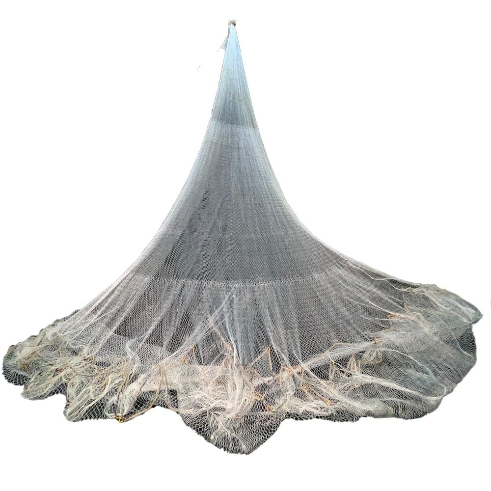 Fishing Net Casting Nets for Bait Fish Throw Fish Trap with Heavy Duty Iron Sinker Handmade Cast Net with Large String Bag - 3.5M