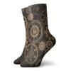 GULTMEE Steampunk Fashion Compression Socks,Dark Toned Mechanical Composition Including Various,Performance Polyester Cushioned Athletic Crew Socks for Running,Athletic,Dark Brown SBrown -12 inch view 1