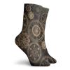 GULTMEE Steampunk Fashion Compression Socks,Dark Toned Mechanical Composition Including Various,Performance Polyester Cushioned Athletic Crew Socks for Running,Athletic,Dark Brown SBrown -12 inch view 2