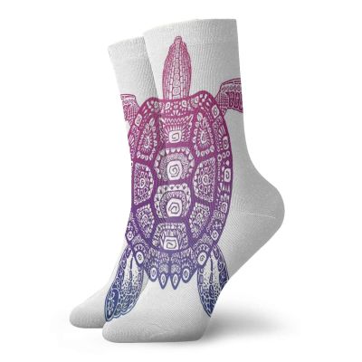 GULTMEE Turtle Fashion Compression Socks,Tribal Totem Animal Ethnic Motifs Vortex,Performance Polyester Cushioned Athletic Crew Socks for Running,Athletic,Multicolor -12 inch