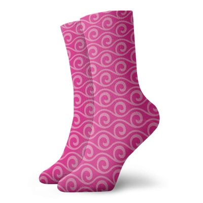 GULTMEE Hot Pink Fashion Compression Socks,Ocean Waves Inspired Abstract Fantasy With,Performance Polyester Cushioned Athletic Crew Socks for Running,Athletic,Pink Pale Pink -12 inch