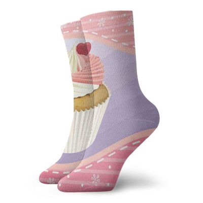 GULTMEE Cupcake Funky Colorful Cushion Sport Socks,Yummy Cake With Creamy Topping Sprinkles,Athletic Cushioned Running Performance Crew Socks For Men/Women,Multicolor -12 inch