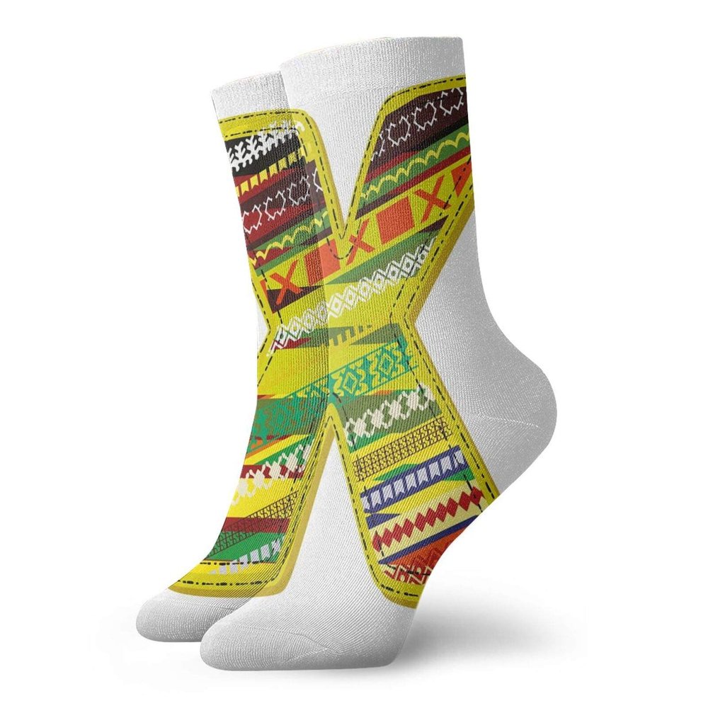 GULTMEE Letter X Fashion Compression Socks,Artistic Oriental Styled X Letter Caricature,Performance Polyester Cushioned Athletic Crew Socks for Running,Athletic,Multicolor -12 inch