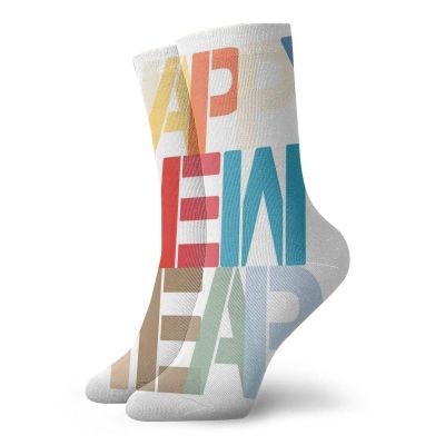 GULTMEE Happy New Year Fashion Compression Socks,Big Bold Rectangular Letters Christmas Holiday,Performance Polyester Cushioned Athletic Crew Socks for Running,Athletic,Multicolor -12 inch