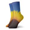 Yellow And Blue Funky Colorful Cushion Sport Socks,Sunflower With Summer Sky Agricultured Digital,Athletic Cushioned Running Performance Crew Socks For Men/Women,Dark Brown Yellow Blue -12 inch view 1
