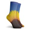 Yellow And Blue Funky Colorful Cushion Sport Socks,Sunflower With Summer Sky Agricultured Digital,Athletic Cushioned Running Performance Crew Socks For Men/Women,Dark Brown Yellow Blue -12 inch view 2