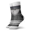 Typewriter Funny Compression Socks Women and Men,Digitally Generated Illustration Of Antique Device,Best for Circulation,Running,Athletic,Nurse,Travel,Dark Blue Grey Fern Green And Pale Taupe -12 inch view 1