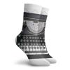 Typewriter Funny Compression Socks Women and Men,Digitally Generated Illustration Of Antique Device,Best for Circulation,Running,Athletic,Nurse,Travel,Dark Blue Grey Fern Green And Pale Taupe -12 inch view 2
