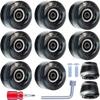 Tanzfrosch 8 Pack Roller Skate Wheels with Bearings Installed and 2 Toe Stoppers for Double Row Skating, Quad Skates and Skateboard Outdoor or Indoor Use, 32mm x 58mm 82A (Black & White) view 1