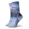 Winterations Funky Colorful Cushion Sport Socks,Surreal Winter Scenery With High Mountain Peaks And Snowy Pine Trees,Athletic Cushioned Running Performance Crew Socks For Men/Women,Blue White -12 inch view 1