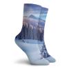 Winterations Funky Colorful Cushion Sport Socks,Surreal Winter Scenery With High Mountain Peaks And Snowy Pine Trees,Athletic Cushioned Running Performance Crew Socks For Men/Women,Blue White -12 inch view 2