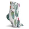 Nature Funky Colorful Cushion Sport Socks,Desert Botanic Herbal Cartoon Like Cactus Plant Flower With Spikes,Athletic Cushioned Running Performance Crew Socks For Men/Women,Green Pink -12 inch view 2