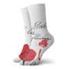 GULTMEE Poppy Fashion Compression Socks,Stylized Red Blossom With Romantic Inscription,Performance Polyester Cushioned Athletic Crew Socks for Running,Athletic,Scarlet Black Pale Grey -12 inch view 1
