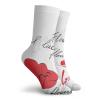 GULTMEE Poppy Fashion Compression Socks,Stylized Red Blossom With Romantic Inscription,Performance Polyester Cushioned Athletic Crew Socks for Running,Athletic,Scarlet Black Pale Grey -12 inch view 2