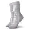 Live Laugh Love Fashion Compression Socks,Greyscale Polygonal Background With Rectangular Frame Quote,Performance Polyester Cushioned Athletic Crew Socks for Running,Athletic,Pale Grey White -12 inch view 1