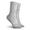 Live Laugh Love Fashion Compression Socks,Greyscale Polygonal Background With Rectangular Frame Quote,Performance Polyester Cushioned Athletic Crew Socks for Running,Athletic,Pale Grey White -12 inch view 2