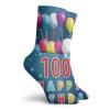 100th Birthday Fashion Compression Socks,Colorful Balloons On Star Like Dots 100 Years Birthday,Performance Polyester Cushioned Athletic Crew Socks for Running,Athletic,Blue And Dark Blue -12 inch view 2