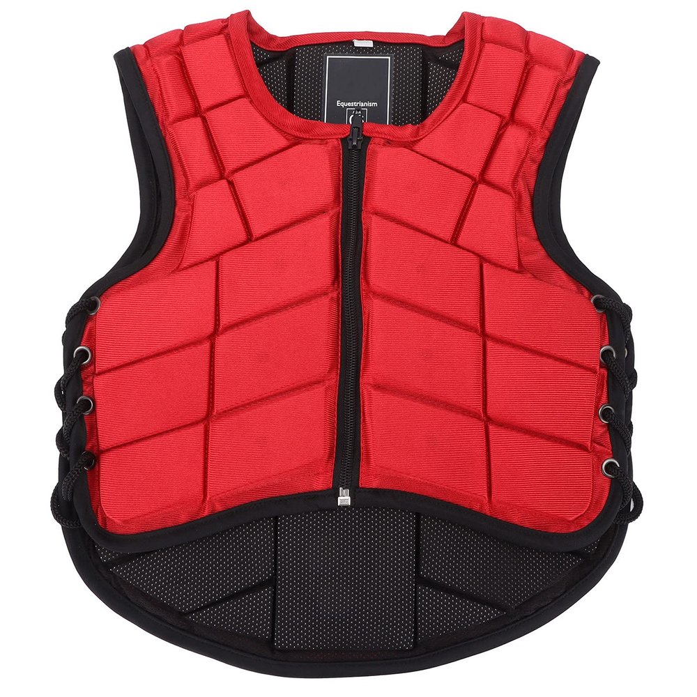 Nylon Children's Equestrian Vest, Foam Padded Children's Safety Horse Riding Protective Vest Body Protector Protective Gear Red(CM)