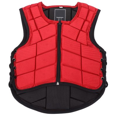 Nylon Children's Equestrian Vest, Foam Padded Children's Safety Horse Riding Protective Vest Body Protector Protective Gear Red()