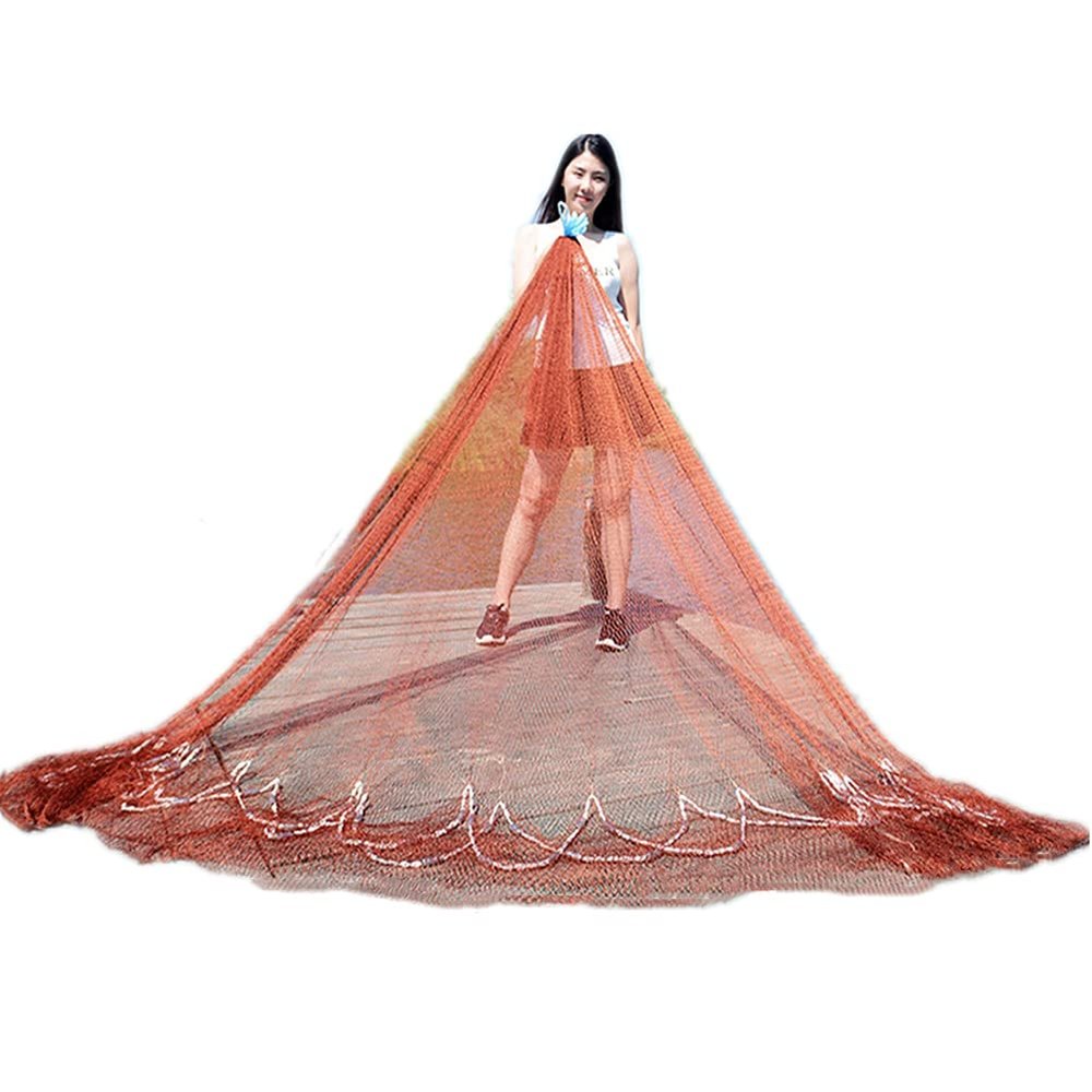 CINGHI LUSSO Cast Net for Fishing Handmade Freshwater Saltwater Tire Line 10Ft/11Ft/13Ft Height, Mesh Size 3/5 Inch, Casting Net Bait Trap Fish, Heavy Duty Iron Sinker